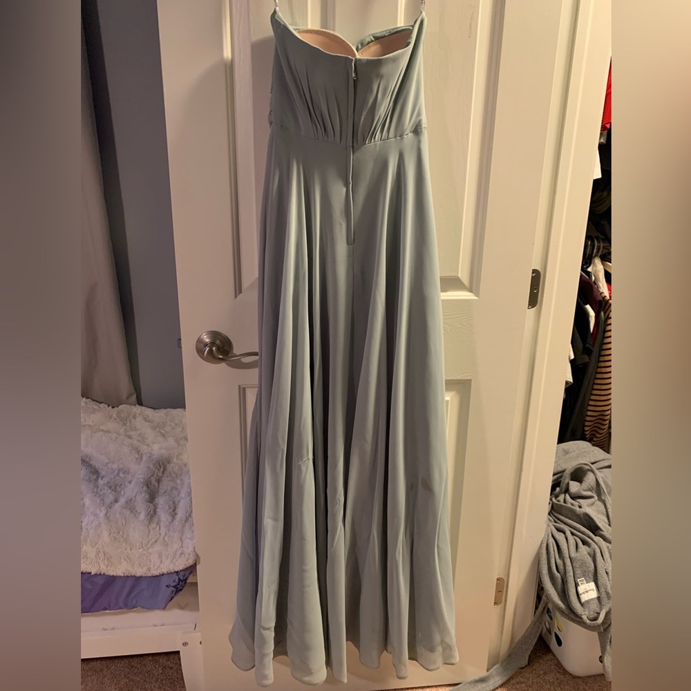 DAVIDS BRIDAL LONG STRAPLESS BRIDESMAIDS DRESS - Picture 2 of 5